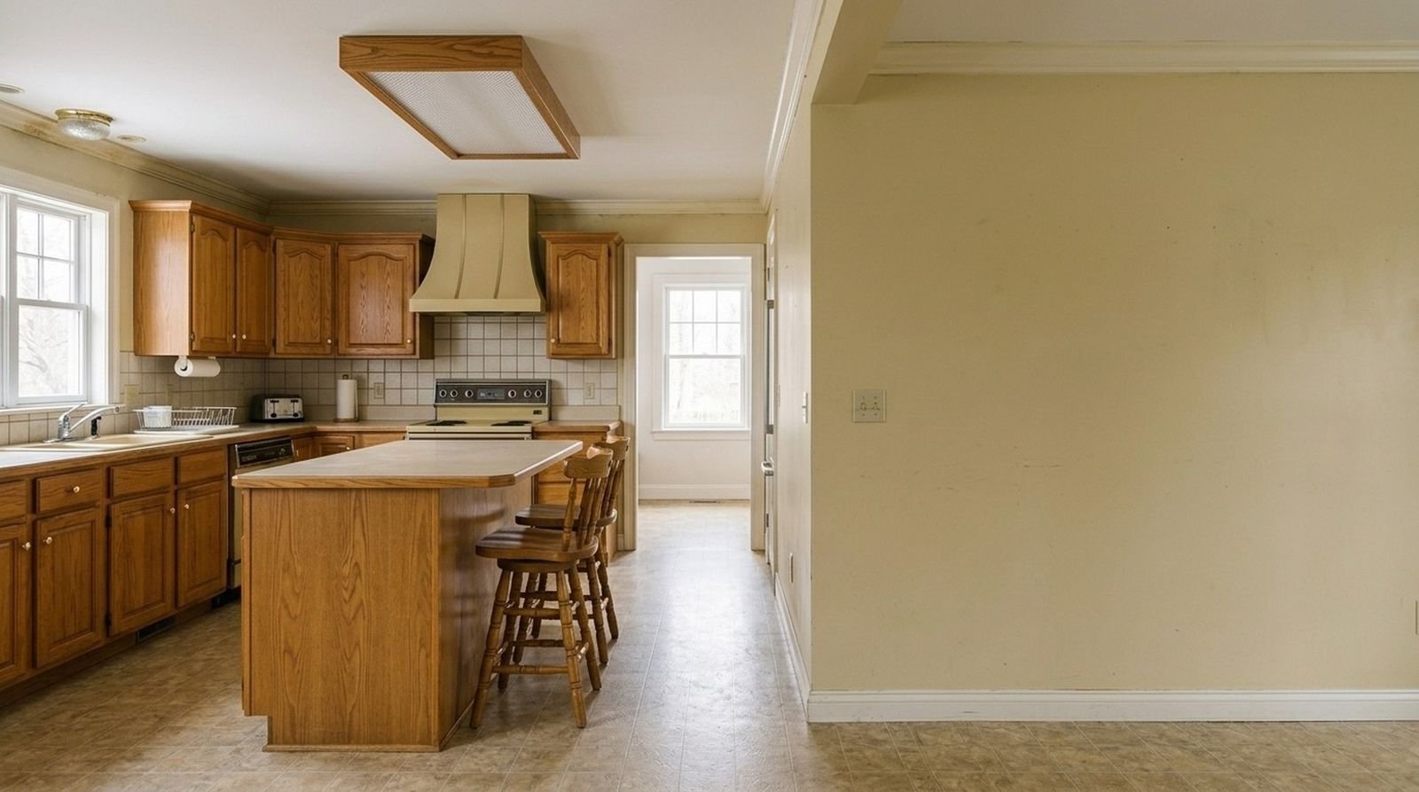 The same kitchen during the remodel: Before