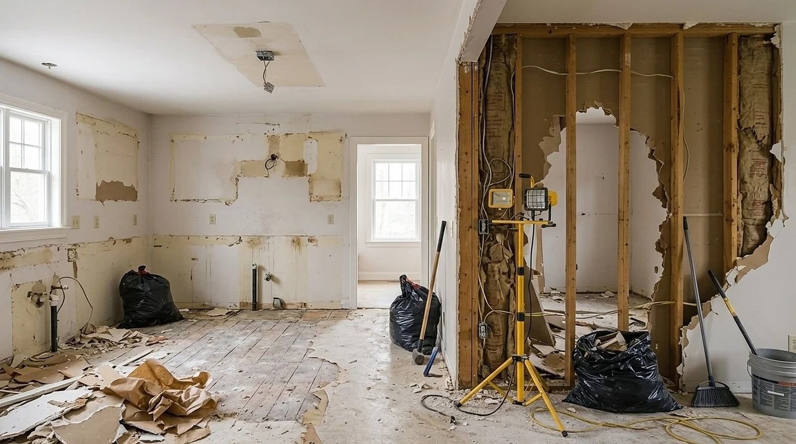 The same kitchen during the remodel: Demo